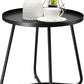 Outdoor Side Tables, Weather Resistant Steel Patio Side Table, Small round Outdoor End Table Metal Side Table for Patio Yard Balcony Garden Bedside Black