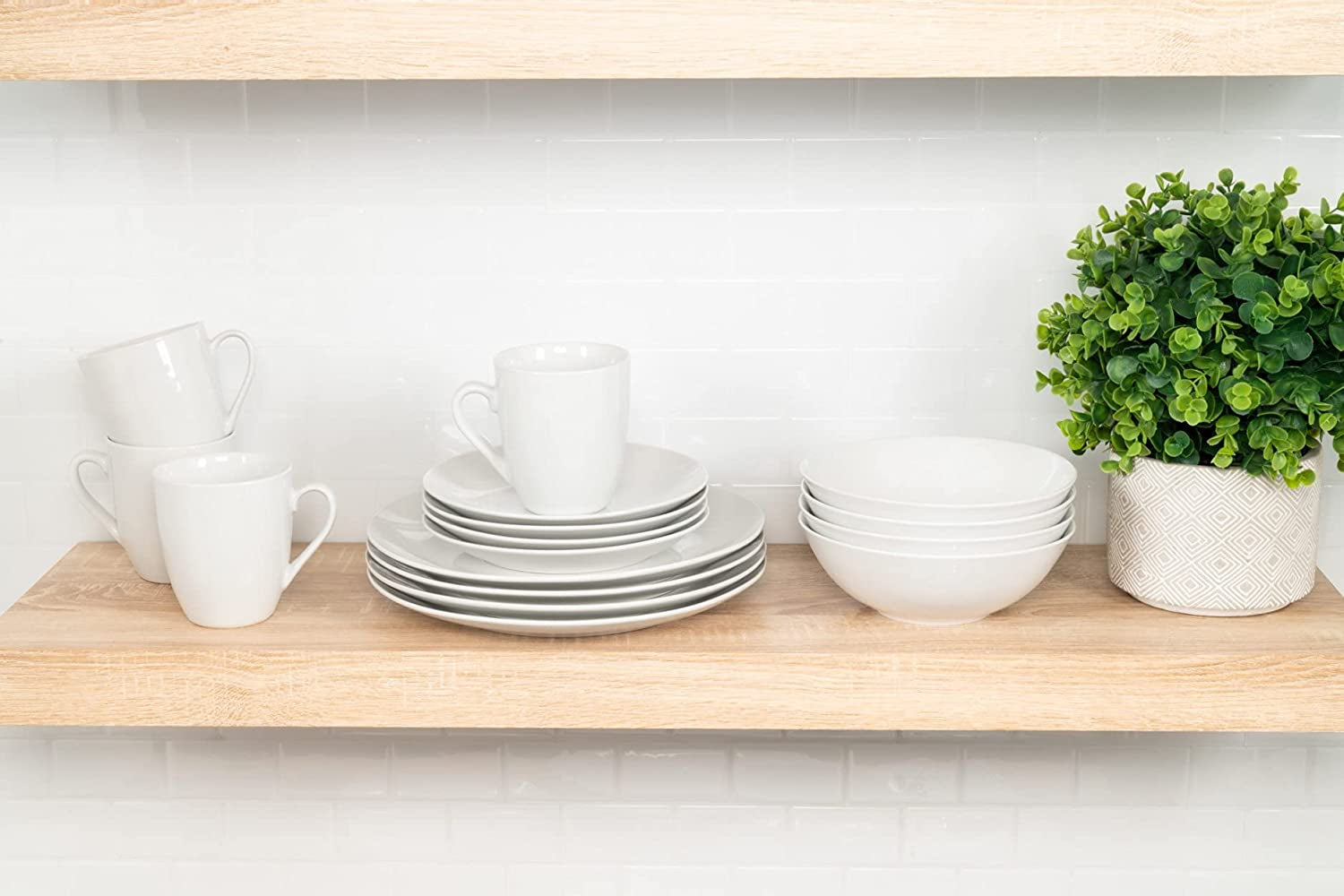 Simply Coupe 16 Piece Dinnerware Set, White - SM-1600-CP-SW