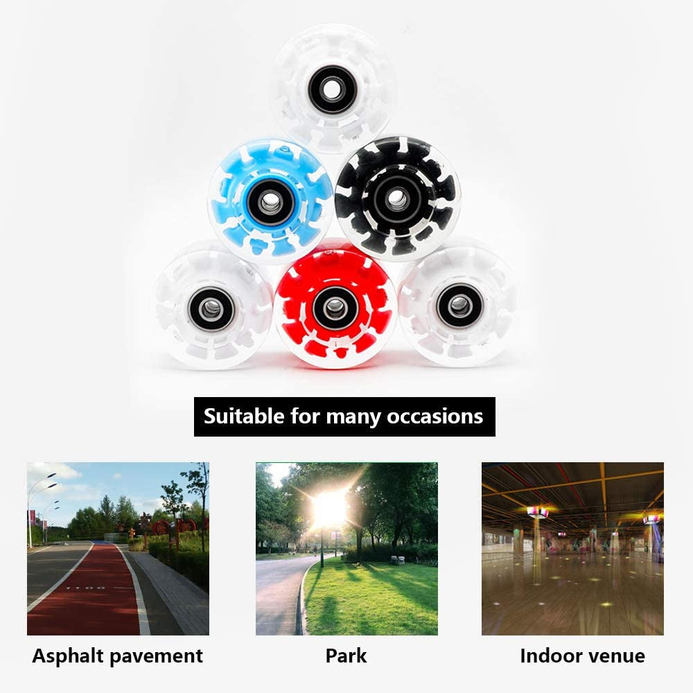 8 Pack 78A Light up Roller Skate Wheels 32 X 58Mm, Luminous Skate Wheels with Bearings Installed for Indoor or Outdoor Double Row Skating and Skateboard Accessories