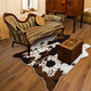 Cow Print Area Rugs Cowhide Rugs 4.6Ft X5.2Ft for Living Room Bedroom Western Decor, Cute Fluffy Cowhide Carpet Faux Fur Rug, Soft Fuzzy Rug for Home, Brown and White,(140*158Cm)