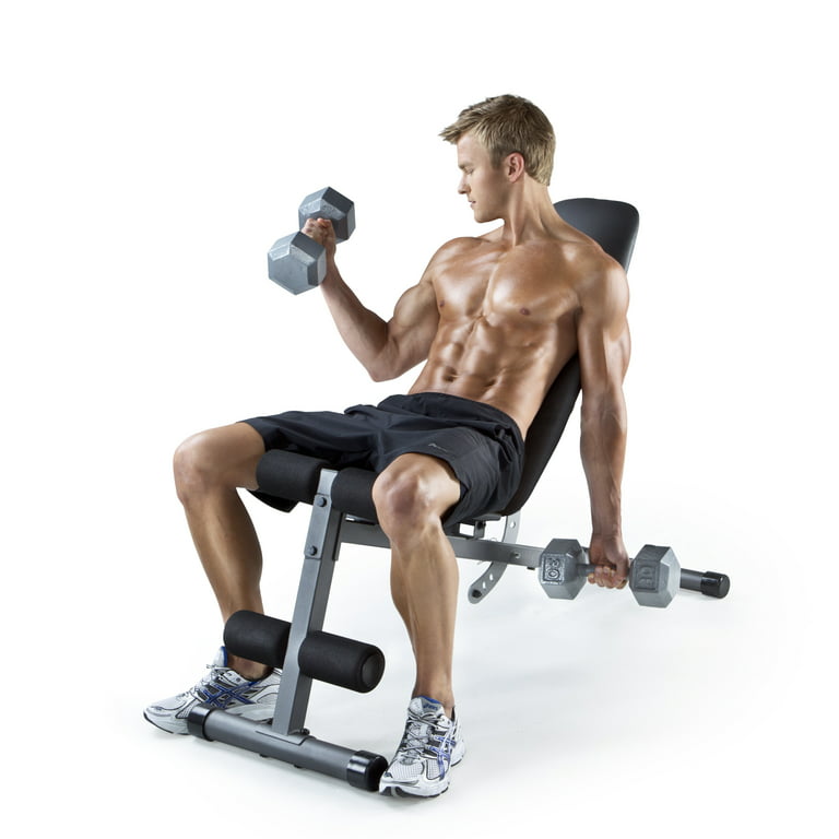 Weider XR 5.9 Adjustable Workout Bench with 4-Roll Leg Lockdown, 410 Lb. Weight Limit