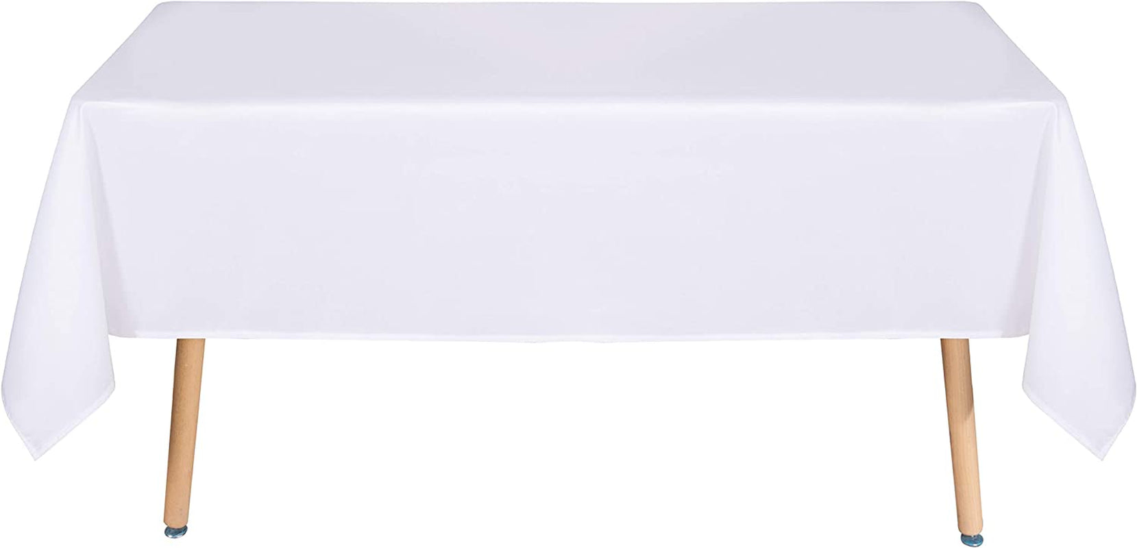 Rectangle Tablecloth - 60 X 102 Inch - Stain and Wrinkle Resistant Washable Polyester Table Cloth, Decorative Fabric Table Cover for Dining Table, Buffet Parties and Camping, White