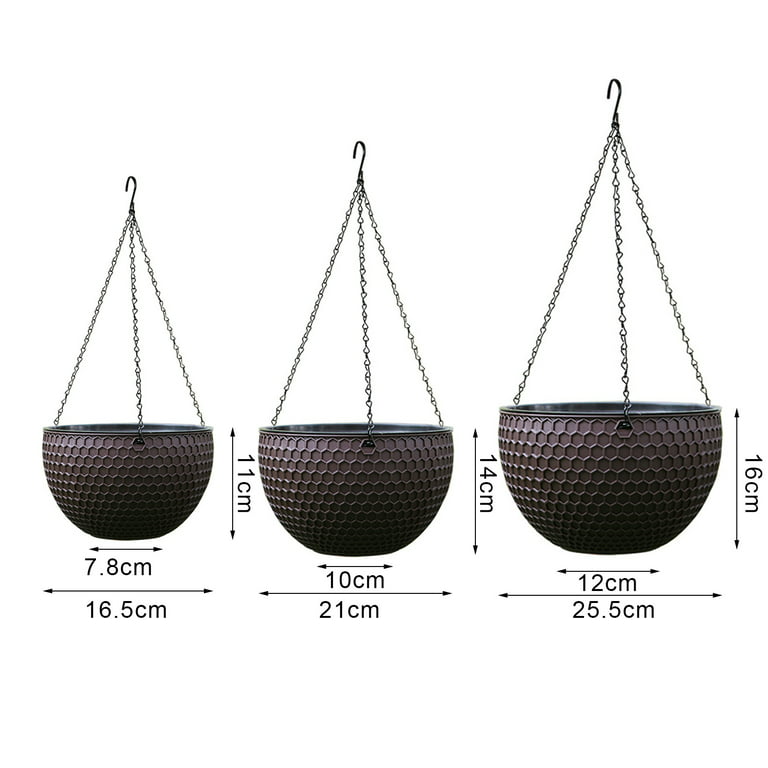 SPRING PARK Self-Watering Hanging Planter Basket, Self Watering Round Resin Hydroponic Garden Flower Pot Set for Plants, for Home Garden, Porch or Balcony
