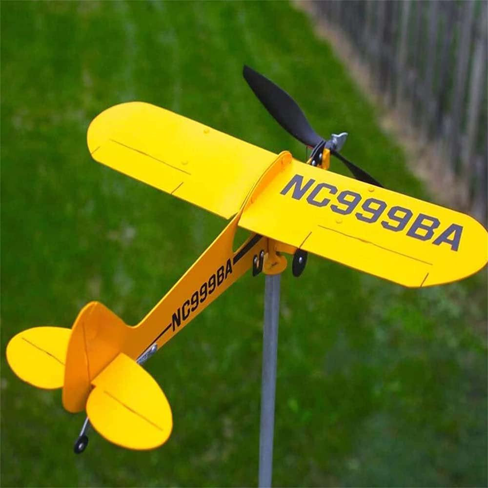 Piper J3 Cub Airplane Weathervane, Metal Weather Vane Decoration Gifts, for Any Garden Pergola Deck Gazebos or Yard, for Flight Lovers
