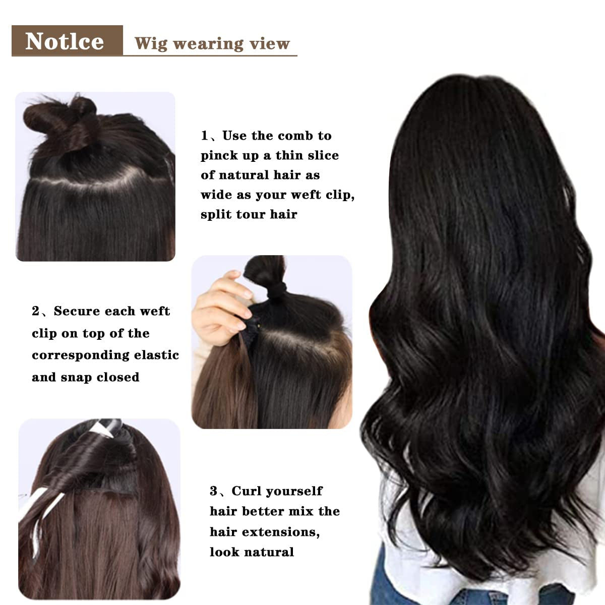 Clip in Hair Extensions 22 Inche Hairpieces 7 Pieces/Set Clip on Hair Extension Heat Resistant Synthetic Fiber for Women Daily Use Hair Make Clip Hair Extensions（Natural Black）