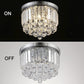 LOCLGPM 4 Light Luxury Glam Chrome Closet Mini Chandelier, Flush Mount Crystal Ceiling Light 11.8 Inch K5 Crystal Raindrop Silver Crystal Chandelier for Dining Room Bedroom Hallway Kitchen