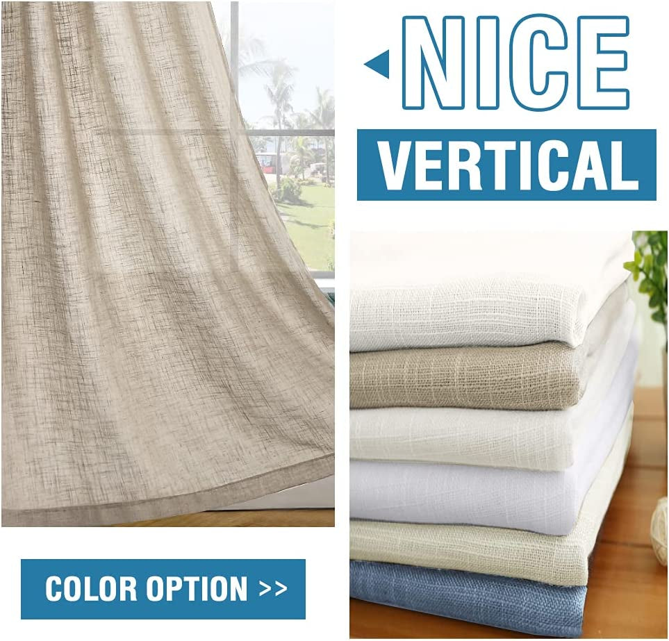 Linen Curtains Natural Linen Blended Curtains for Living Room Burlap Linen Textured Curtains Light Filtering Nickel Grommet Curtains Bedroom Curtains 2 Panel Sets Privacy Added, 52" X 84", Angora