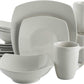 Gibson Home Zen Buffet Porcelain Dinnerware Set, Service for 4 (16Pcs), White (Square)