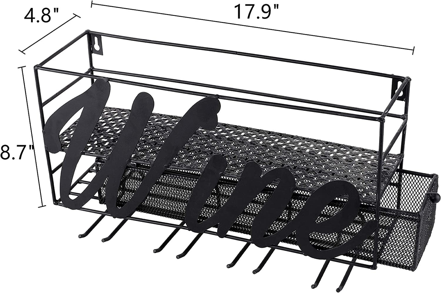 Wall Mounted Metal Wine Rack,Hanging Stemware Glass Holder,Wine Corks Storage Wine Kitchen Storage Rack,Modern Home Kitchen Decor,Black