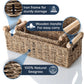 Wicker Storage Basket for Toilet Paper – Set of 2 Toilet Paper Holder for Bathroom Organization – Premium Wooden Handles and Durable Seagrass Design – Versatile Bathroom Counter Organizer