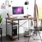 Writing Computer Desk 47", Home Office Study Desk with 2 Storage Shelves on Left or Right Side, Industrial Simple Style Wood Table Metal Frame for PC Laptop Notebook
