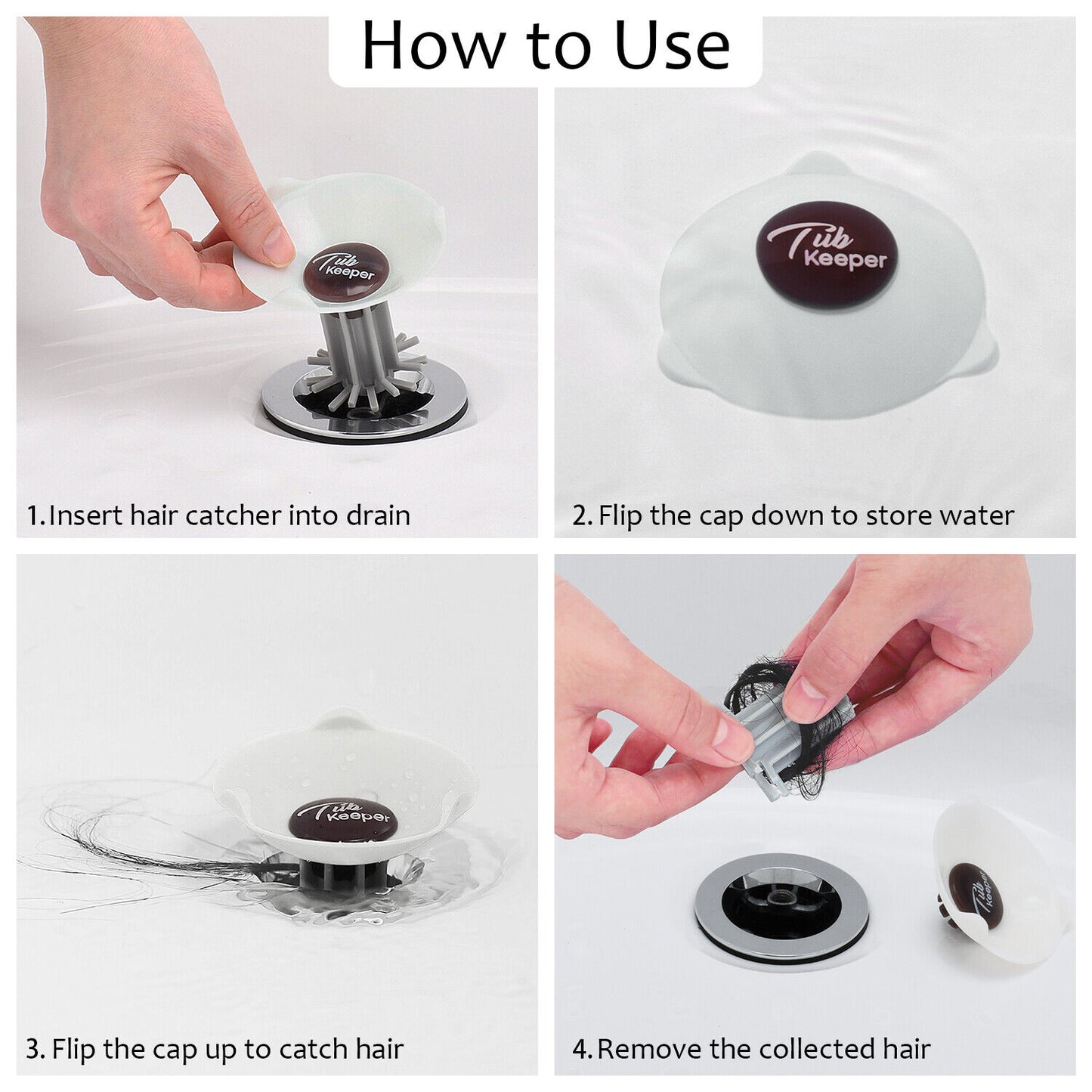 3In1 Drain Hair Catcher Tub Stopper Hot Safety Protector Sink Bathtub Strainer