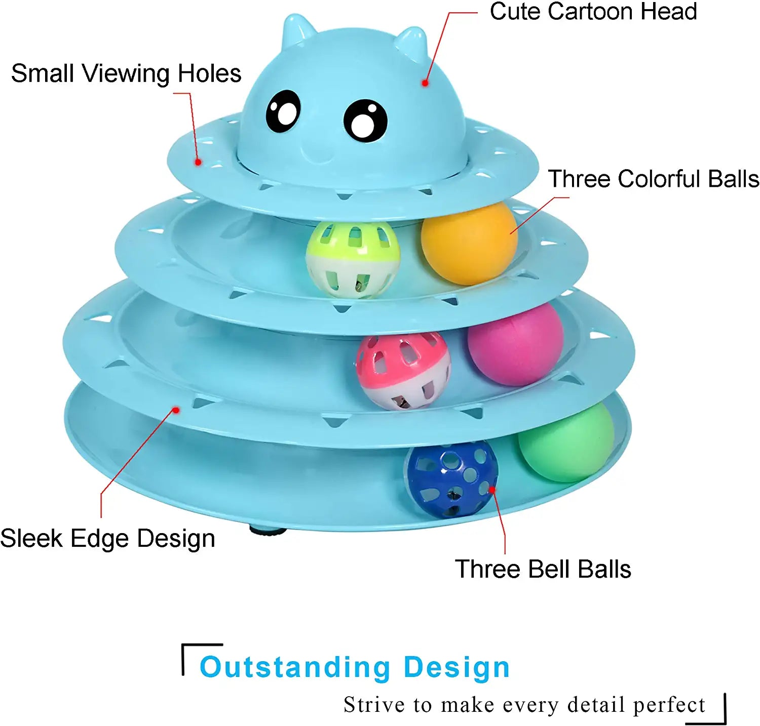 Cat Toy Roller 3-Level Turntable Cat Toy Balls with Six Colorful Balls Interactive Kitten Fun Mental Physical Exercise Puzzle Toys.