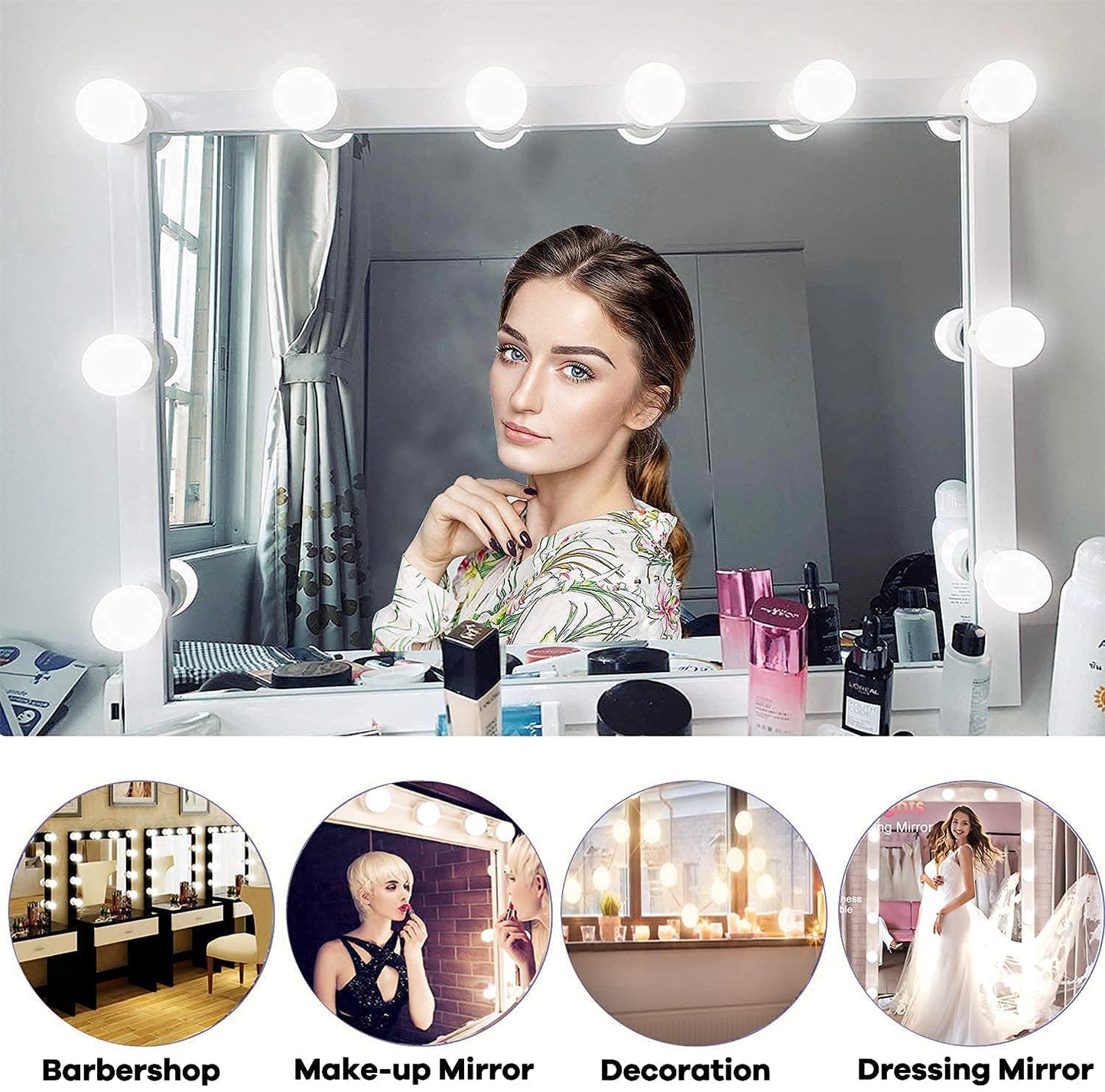 Led Vanity Mirror Lights with 10 Dimmable Light Bulbs 17Ft Makeup Vanity Light for Vanity Table Dressing Room Mirror