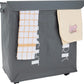 Mind Reader Double Rolling Hamper Laundry Sorter with Lid, Wheels, Handles, 105 Liter, Gray Metalic