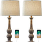 Table Lamp for Living Set of 2 USB Antique Retro 27.75“ Nightstand USB Lamp for Bedroom Rustic Table Lamp Vintage Style Bedside Traditional Table Lamp Brown