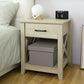 Benton Park Farmhouse X-Design End Table with Storage Drawer, Warm Oak