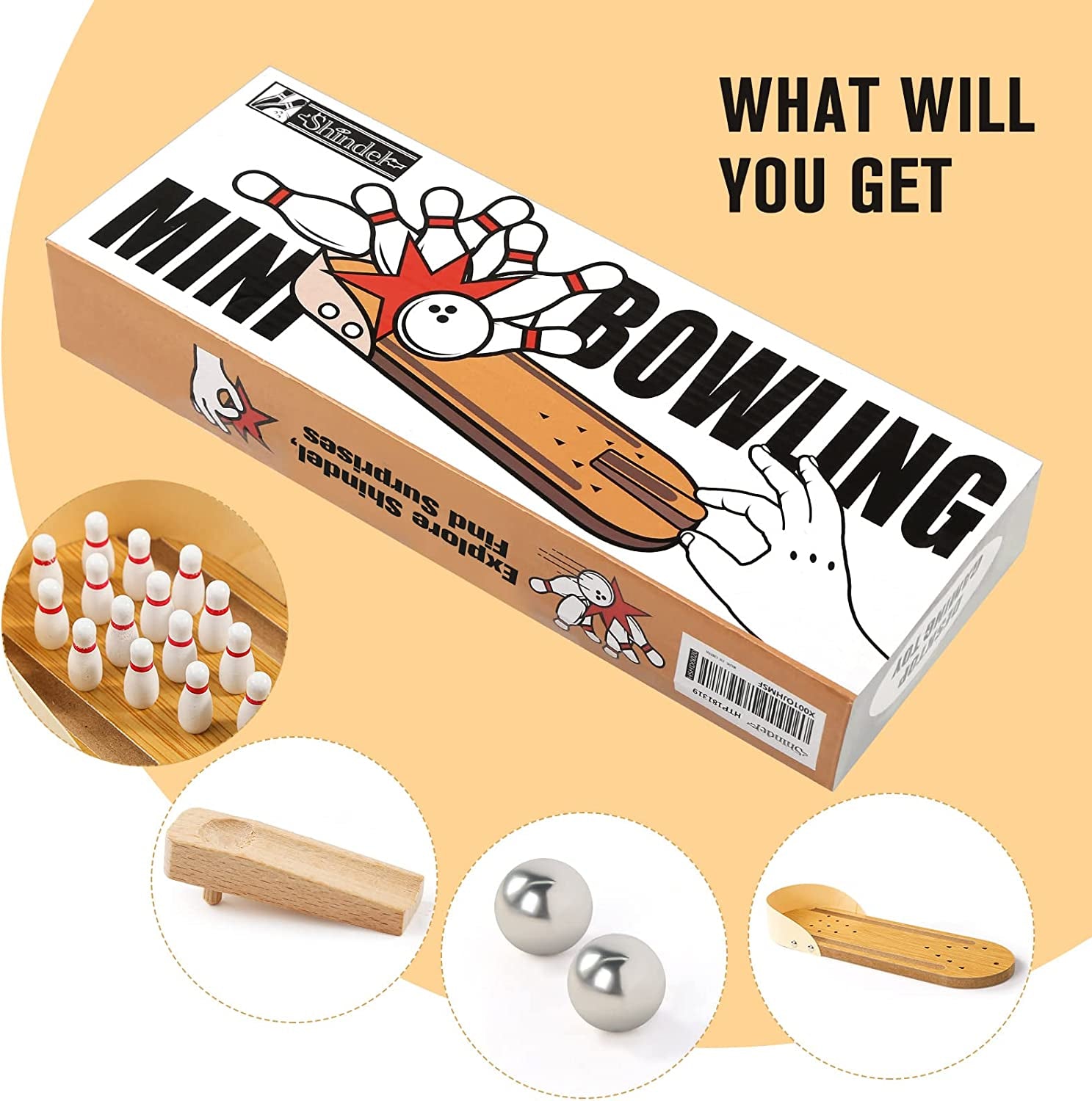 Mini Bowling Set, Wooden Tabletop Bowling Game Desk Toys Desktop Bowling Home Bowling Alleys, Desk Gifts for Coworkers