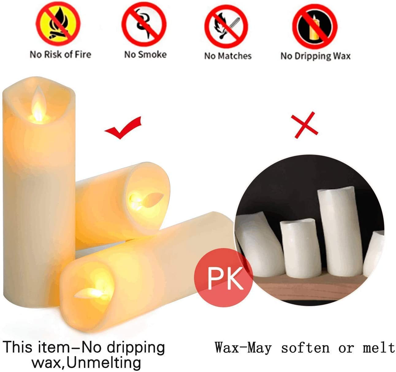 Flickering Flameless Candles with 10-Key Timer Remote, Exquisite Decor Battery Operated Candles Outdoor Heat Resistant with Realistic Moving Wick LED Flames