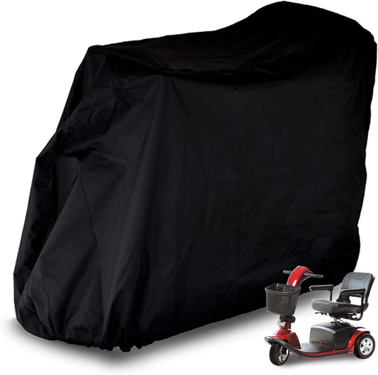 Upgraded Mobility Scooter Storage Cover, 420D Oxford Fabric Scooter Weather Cover with Waterproof Strip - 2 Buckles Heavy Duty, Water Resistant, Durable with Free Storage Bag by  (Black )