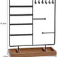 X-Cosrack Earring Holder,5-Tier Ear Stud Holder with Wooden Tray,Jewelry Organizer Holder for Earrings Necklaces Bracelets Watches and Rings,Earring Display Stand with 132 Holes,Black