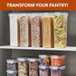 24 Pack Airtight Food Storage Container Set - BPA Free Clear Plastic Kitchen and Pantry Organization Canisters with Durable Lids for Cereal, Dry Food Flour & Sugar - Labels, Marker & Spoon Set