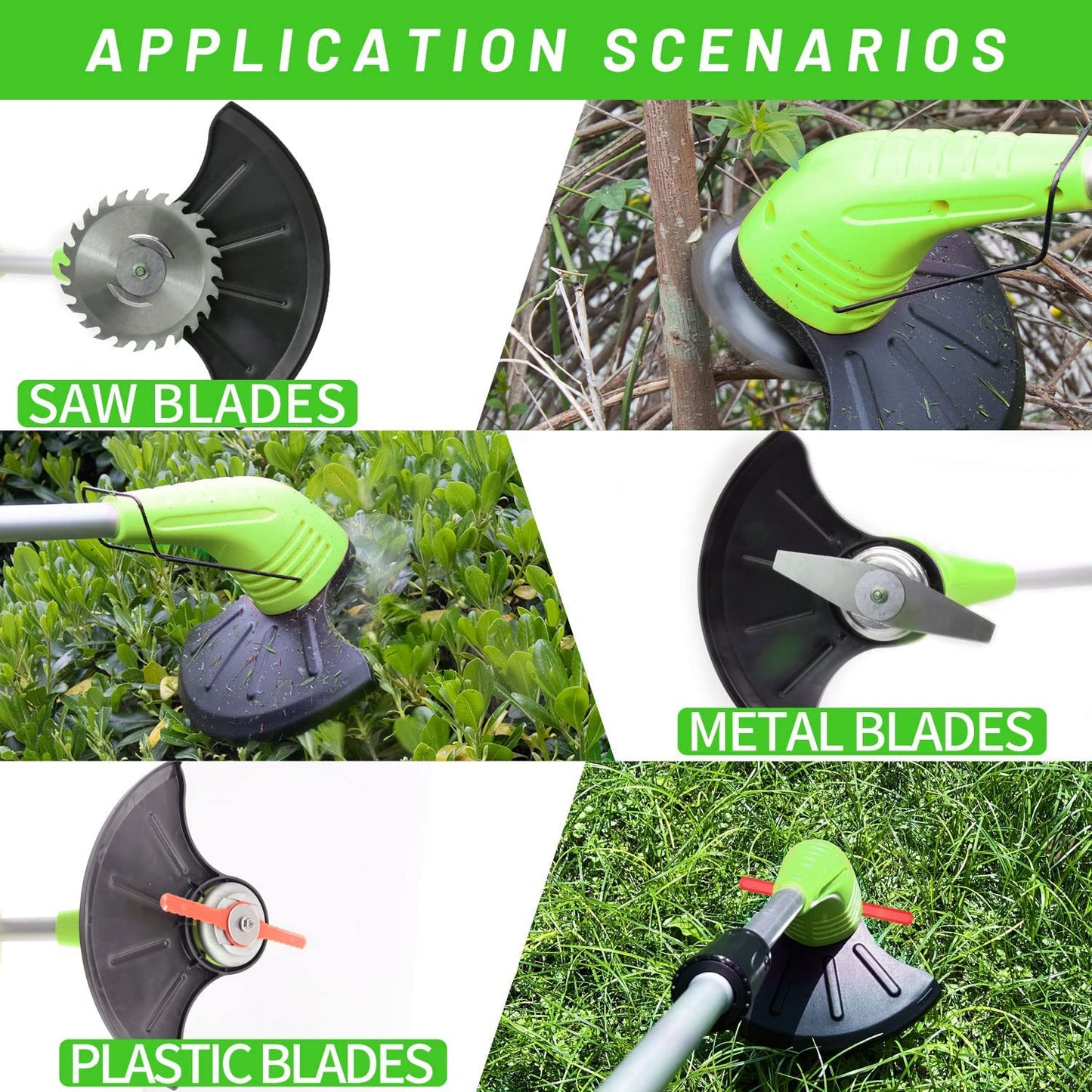 Cordless Lawn Trimmer Weed Wacker:  12V Grass Trimmer Lawn Edger with 2.0Ah Li-Ion Battery Powered and Cutting Blade, Adjustable Height Weed Eater Tool for Garden and Yard