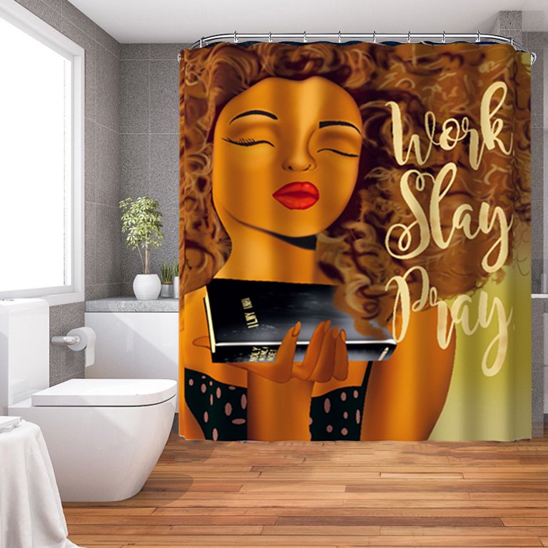 4Pcs Indigenous African Shower Curtain Sets Waterproof Non-slip Bath Mat Anti-skid Cushions Rug Bathroom Non-Slip Toilet Lid