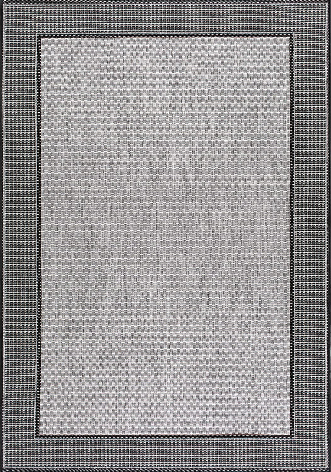 Gris Border Indoor/Outdoor Area Rug, 10' X 13', Grey