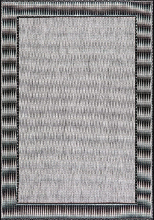 Gris Border Indoor/Outdoor Area Rug, 10' X 13', Grey