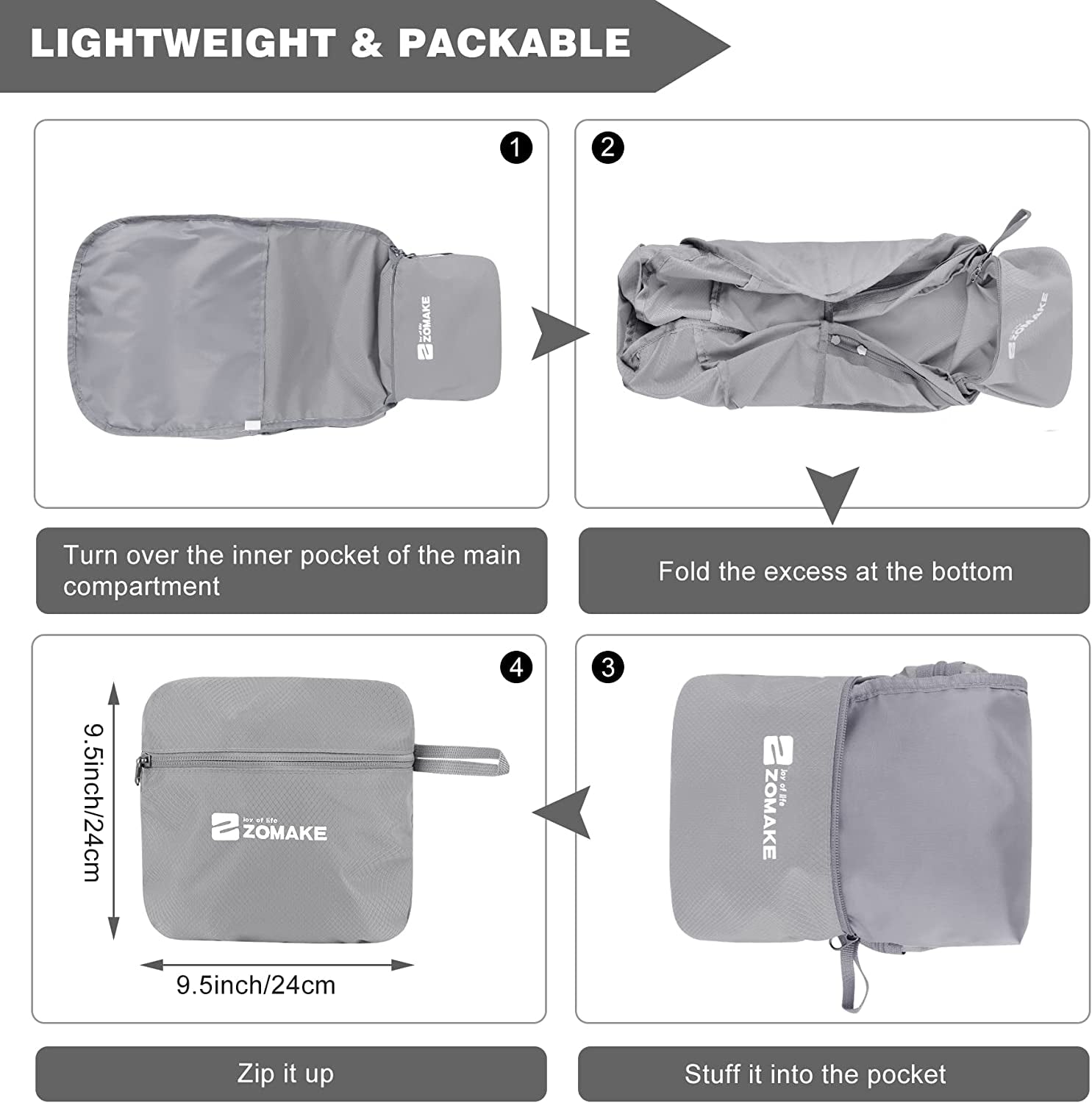Packable Hiking Backpack 40L:Lightweight Foldable Backpacks Water Resistant - Small Packable Back Pack for Travel