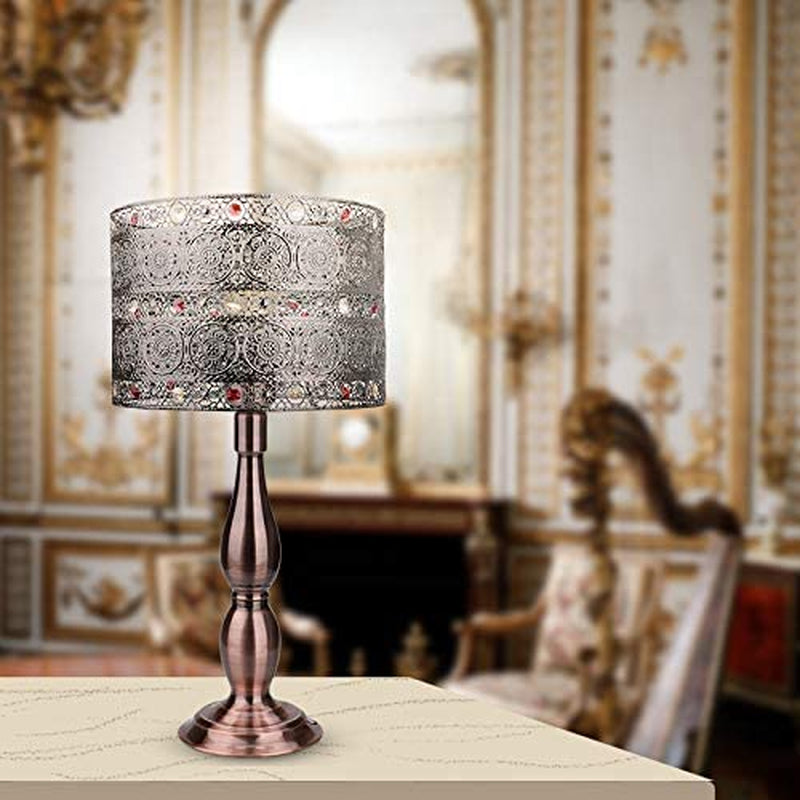 18 Inch Tall DIY Industrial Art Deco Retro Creative All Metal Table Lamps Bedroom,  Large Bronze Baroque Vintage Lights for Living Room