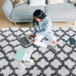 Luxury Shag Area Rug Modern Indoor Plush Fluffy Rugs, Extra Soft and Comfy Carpet, Geometric Moroccan Rugs for Bedroom Living Room Girls Kids Nursery, 5X8 Feet Grey/White
