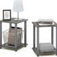 Simplistic Set of 2 End Table, French Oak Grey/Grey