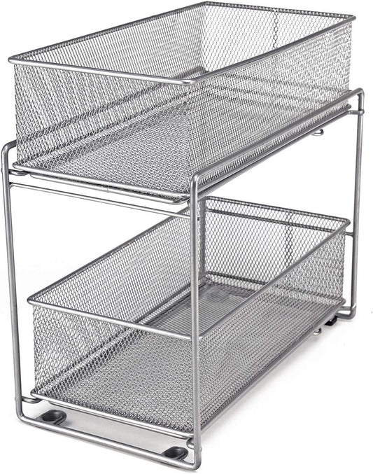 Stackable Cabinet Organizer Pull Out Drawer for Kitchen under Sink Storage,2 Tier