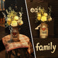 Metal Flower Vase Milk Can Rustic Style with Rose & Eucalyptus Shabby Chic Metal Vase for Rustic Home Dining Table Centerpieces Decor (Yellow, 1)