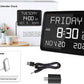Digital Clock, 11.5" Large LED Word Display Dimmable Digital Wall Clock,Adjustable Brightness Digital Alarm Clock with Day and Date,Indoor Temperature,Snooze,12/24H,Dst for Home, Office,Elderly