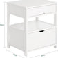 FRG258-W, White Nightstand with 2 Drawers, Bedside Table, End Table, Side Table, Lamp Table