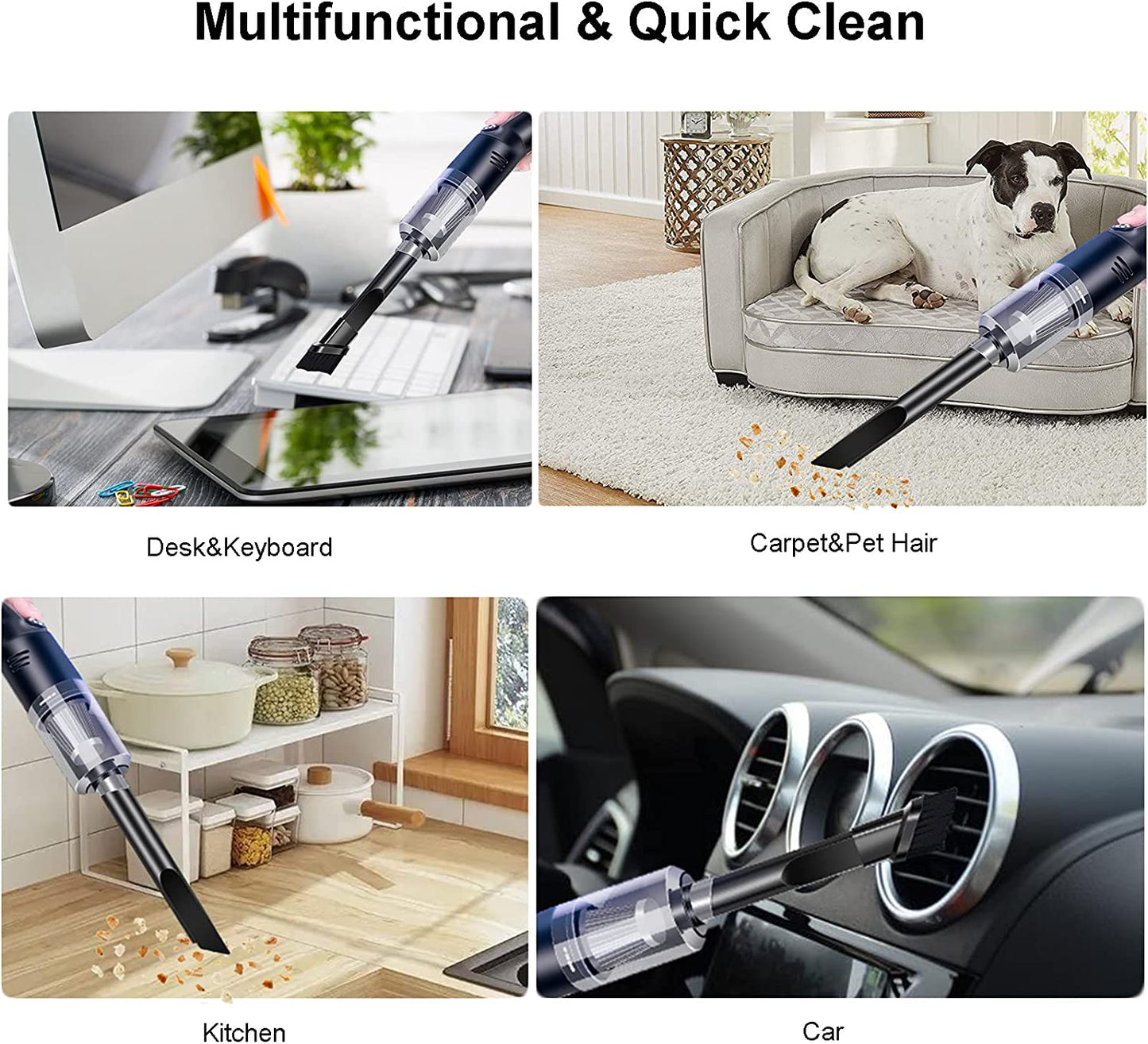 Portable Mini Car Vacuum Cleaner High Power Cordless(400G),Handheld Vacuum Cordless,Hand Vacuum Cordless Rechargeable,Handheld Vacuum Cleaner for Car/Desk V06