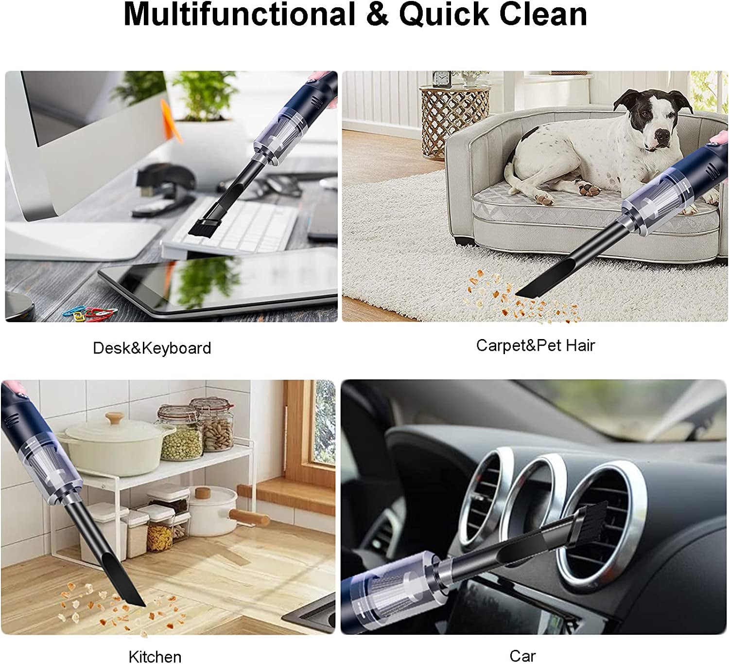 Portable Mini Car Vacuum Cleaner High Power Cordless(400G),Handheld Vacuum Cordless,Hand Vacuum Cordless Rechargeable,Handheld Vacuum Cleaner for Car/Desk V06