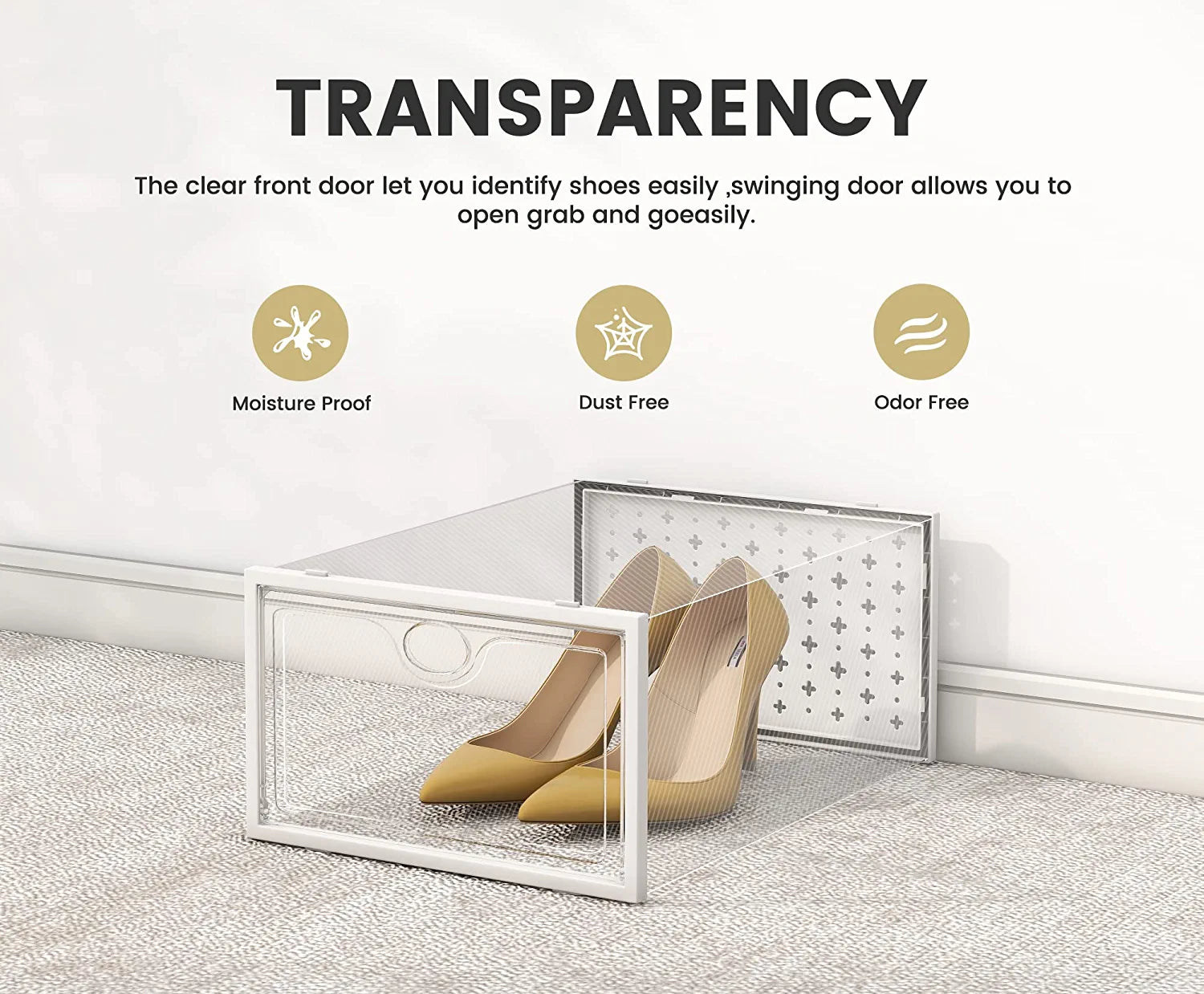 Shoe Storage Boxes, Shoe Organizer for Closet Clear, Shoe Boxes Clear Plastic Stackable, Folable Storage Bins with Lids,12 Pack