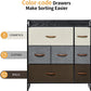 Dresser with 7 Drawers, Tall Dresser with Wood Top, 3-Tier Dresser Changeable Fabric Dresser Organizer Unit for Bedroom/Living Room/Closets，Multicolor