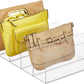 Mdesign Plastic Divided Purse Organizer for Closets, Bedrooms, Dressers - Closet Shelf Storage Solution for Purses, Clutches, Wallets, Accessories - 5 Compartment Sections - Lumiere Collection - Clear