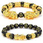 4 Pcs Feng Shui Black Obsidian Wealth Bracelet for Men Women Good Luck Charms Bead Bracelets Attract Wealth Money Adjustable Mens Pixiu Bracelet Set