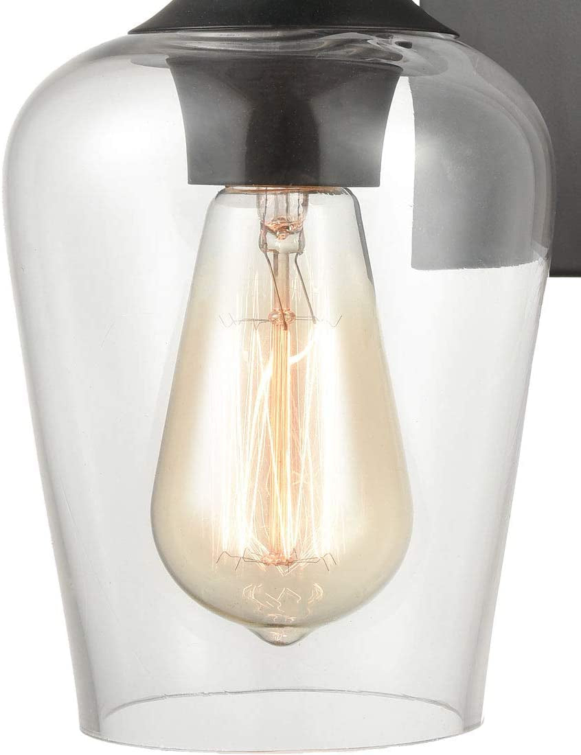 Industrial Glass Wall Sconces Lighting 2-Pack Bathroom Vanity Light Black Finish