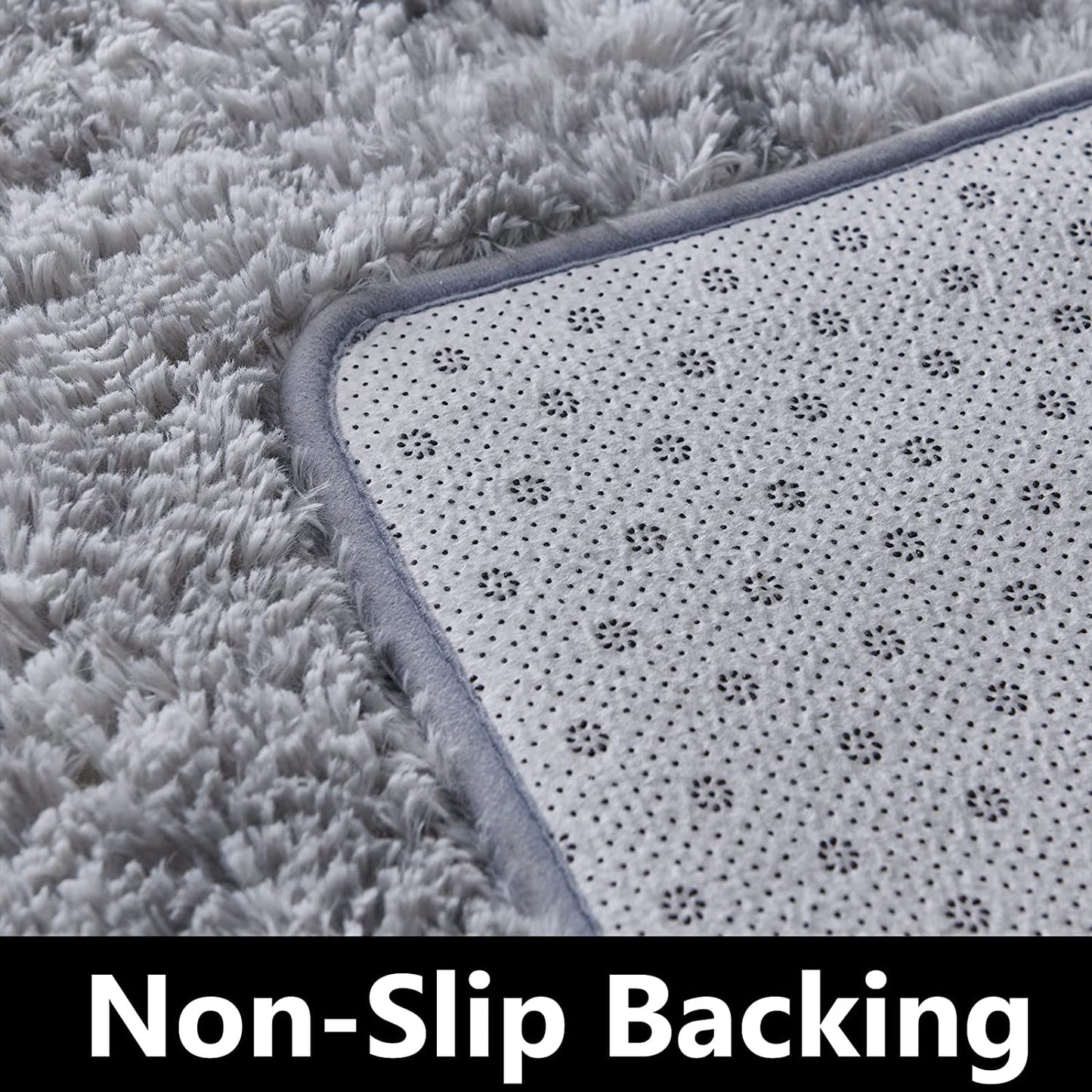 Shag Area Rug, 5X7 Ft Tie-Dyed Light Grey Upgrade Anti-Skid Durable Rectangular Cozy Rug, High Pile Soft Throw Rug for Nursery Room Living Room