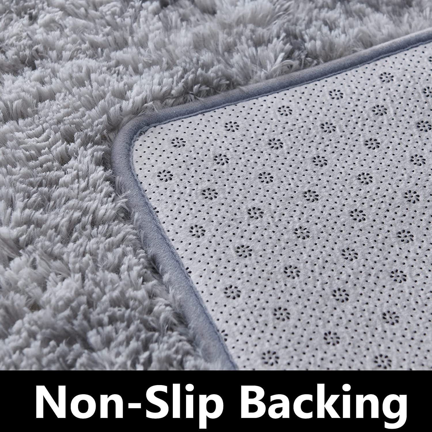Shag Area Rug, 5X7 Ft Tie-Dyed Light Grey Upgrade Anti-Skid Durable Rectangular Cozy Rug, High Pile Soft Throw Rug for Nursery Room Living Room