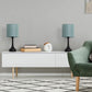 Lamps for Bedroom Set of 2- Bedside Lamps with Fabric Shade and Metal Base, Small Table Lamps for Living Room, Bedroom, Living Room, Office,Blue-Green