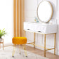 Multifunctional Vanity Stools - Velvet round Ottoman Modern Dressing Stool -Upholstered Footrest Stool - Side Table Footstool with Golden Metal Leg for Living Room, Bedroom(Pumpkin Orange)