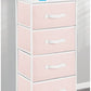 Mdesign Storage Dresser Furniture Unit - Tall Baby and Kid Standing Organizer Tower for Bedroom, Nursery, Playroom, and Closet - 4 Drawer Removable Fabric Bins - Pink/White